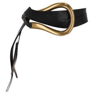 Bottega Veneta Hakschoenen Gesp Dubbele Band Riem in Zwart Leer