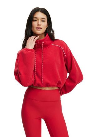 Cotton On Womens Active Explorer Polar Fleece Half Zip Jumper in Poppy Cherry Dream at Nordstrom, Size Large