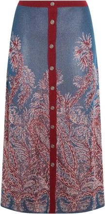 Etro Button-front Paisley Jacquard Rok - Dames - Midirokken - Veelkleurig - M - Rokken