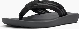 FitFlop Mens Fitflop iQushion Polyester Mens Black/Charcoal Flip Flops - Size: 12