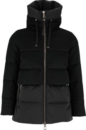Duno Padded Quilted Down Coat With High Collar And Dual Fabric Textures