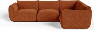 Sia Home Sof&aacute; esquinero modular 6 plazas terciopelo de chenilla terracota