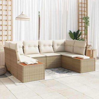 vidaXL Vidaxl - Conjunto De Sof&aacute; De Jard&iacute;n Con Coj&iacute;n 6 Pcs Beige Polirat&aacute;n