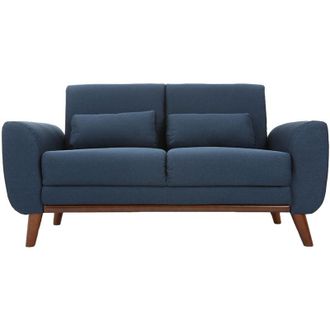 Miliboo Miliboo - Divano design 2 posti tessuto blu e piedi noce ektor