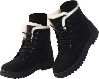 Generic Snow Boots for Women Winter Wide Fit Ankle Booties Warm Faux Fur Lined Orthopedic Shoes Comfortable Lace up Pull on Walking Boot Lightweight Waterproo