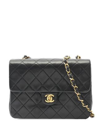 Chanel 1989-1991 Square Quilted Lambskin Single Flap crossbody bag - Black