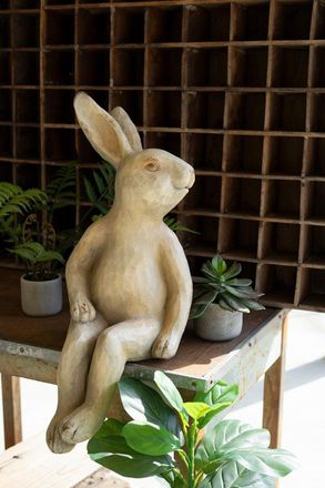 Kalalou Large Faux Concrete Rabbit Shelf Sitter