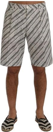 Dolce & Gabbana Gestreepte Casual Shorts met Logo Details - Heren - Korte Broeken - Grijs - XS - Katoen - Korte Broeken