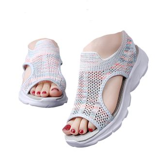 Generic Sandals for Women Summer Mesh Beach Sport Hollow Casual Open Toe Flat Soft Bottom Breathable Shoes Ladies Sandals Slides Women Slip on Sandal (Sky Blu