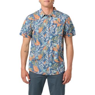 O'Neill Terrace Print Short Sleeve Button-Up Shirt in Midnight Navy at Nordstrom, Size Xx-Large