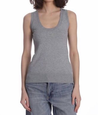 Minnie Rose Supima Scoop Neck Tank In Ash Grey