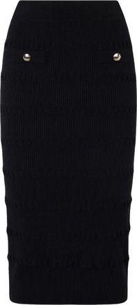 Liu Jo Knit Midi Skirt - Dames - Kokerrokken - Zwart - XL - Nylon - Rokken