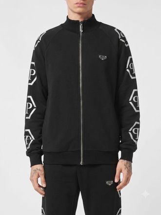 Philipp Plein Cotton-Blend Turtleneck Sweatshirt with Hexagon Logo