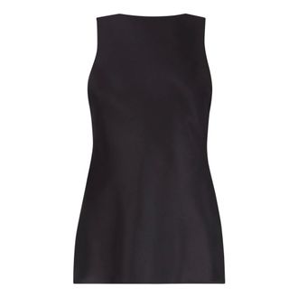 Nina Ricci Tops, Dames, Zwart, XL, Satijn, Halterneck Top van gedrapeerde zijdesatijn