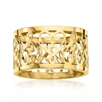 Ross-Simons Italian 14kt Yellow Gold Filigree Heart Ring