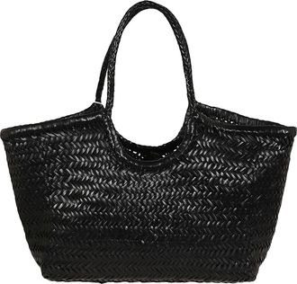 Dragon Nantucket Basket Big Woven Leather Flared Tote Bag