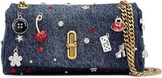 Marc Jacobs The Trinket Charm Denim Dual Chain Mini Bag Shoulder Womens Handbags Medium Wash, Chain/Cotton/Denim