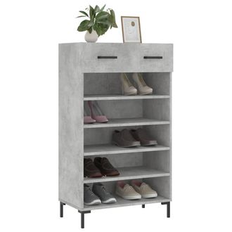 Berkfield Home Shoe Cabinet Concrete Grey 60x35x105 cm Engineered Wood | Size: 60 x 35 x 105 cm