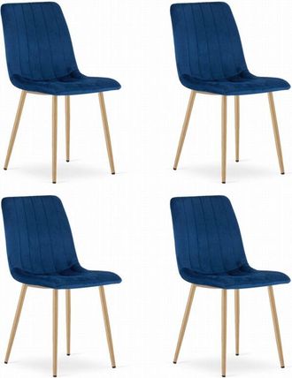 OEM Silla Lava - Terciopelo Azul Marino / Patas Color Madera X 4