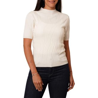 Cyrus Intarsia Short Sleeve Sweater in Cream at Nordstrom Rack, Size X-Large