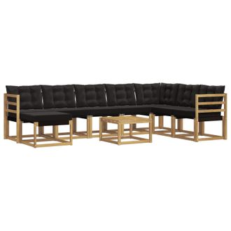 vidaXL Conjunto De Sof&aacute;s De Exterior Con Coj&iacute;n 9 Pcs Blanco Y Negro Vidaxl