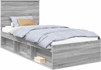 vidaXL Bed Frame Grey Sonoma 75 x 190 cm Solid Pine Wood vidaXL