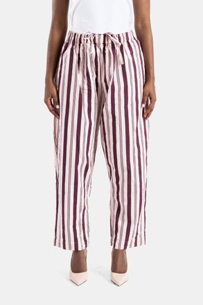 CASEY CASEY Womens Simple Striped Bordeaux And Pink Trousers