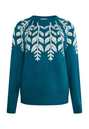 Usha Gebreide trui Dames Petrol veelkleurig