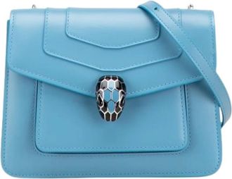 Bulgari Pre-owned Shoulder Bags, female, Blue, Size: ONE SIZE Pre-owned Vintage Leather Crossbody Bag