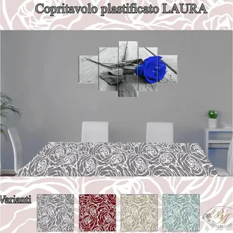 Trade Shop Trade Shop - Tovaglia Plastificata Copritavolo Antimacchia Rettangolare Laura Mis.12 Posti