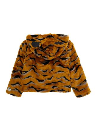 Kenzo Tiger-Stripe Faux Fur Hoodie - Yellow