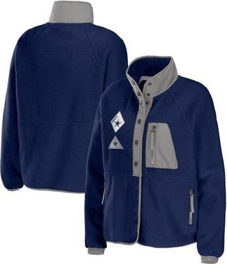 WEAR by Erin Andrews Womens WEAR by Erin Andrews Navy Dallas Cowboys Polar Fleece Raglan Full-Snap Jacket at Nordstrom, Size Xx-Large