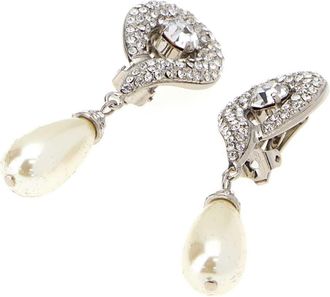 Alessandra Rich Womens Silver Metal Earrings Pearlsilver Brass Glass