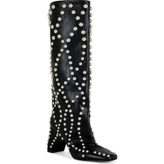Azalea Wang Virgile Studded Knee High Boot in Black at Nordstrom Rack, Size 7.5