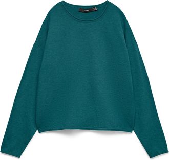 Vero Moda Strickpullover VERO MODA VMEXCITING PLAIN LS O-NK ROLL PULLOV BOO, Damen, Gr. XS, mediterranea detail:melange, Strick, Obermaterial: 72% Polyester, 18