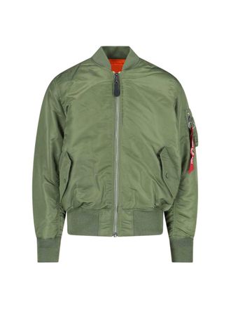 Alpha Industries Green Nylon MA-1 Windproof Bomber Jacket