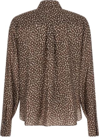 Brunello Cucinelli Lavalli&egrave;re Collar Silk Shirt - Brown