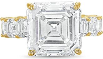 Diana M. Jewels 18kt Yellow gold Lab grown 15ct Asscher Cut Diamond Ring with Asscher Eternity Band