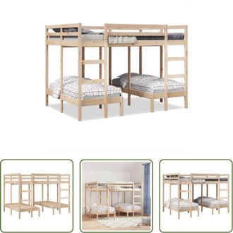 vidaXL vidaXL Letto matrimoniale - Giroletto Castello Triplo 140x200/70x140cm Legno Massello Pino