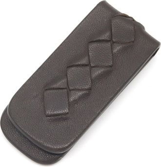 Bottega Veneta Intrecciato Dark Brown Leather Money Clip (Pre-Owned)