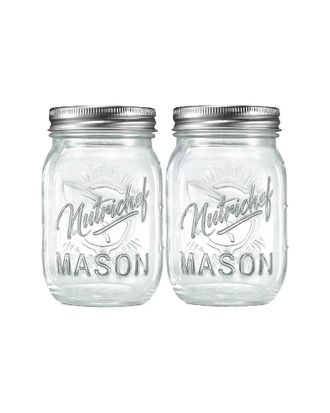 Nutrichef Set Of 2 Glass Mason Jars