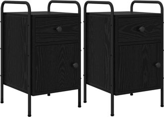 vidaXL Mesa De Noche 2 Uds. Roble Negro 35 X 36,5 X 61 Cm Vidaxl