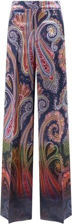 Etro Wijde broek met paisleyprint - Dames - Wijde Broeken - Veelkleurig - S - Broeken