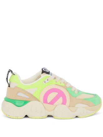 No Name Krazee Runner Green And Yellow Mesh And Leather Sneakers