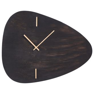 Beliani Reloj De Pared De Madera De Mango 71 X 61 Cm Con Detalles Dorados Madera Negro Loktak