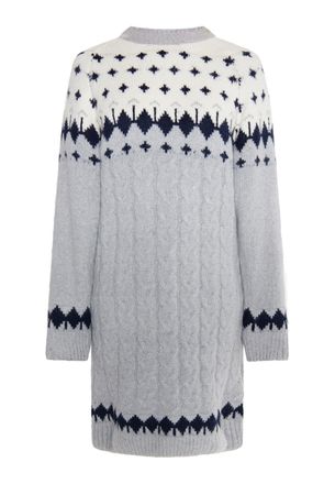 Usha Gebreide jurk Dames Grijs Veelkleurig