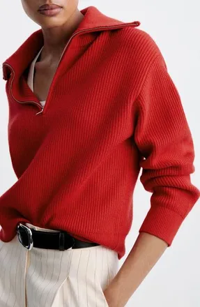 Mango Quarter Zip Sweater in Red at Nordstrom, Size X-Large