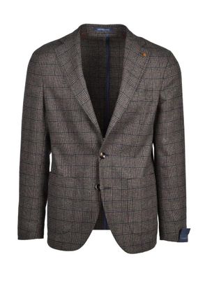 Sartoria Latorre Tailored Khaki Blazer with Checkered Pattern