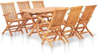 vidaXL Set Comedor De Jard&iacute;n Plegable 7 Piezas Madera Maciza De Teca Vidaxl