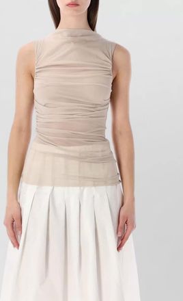 SOEUR draped sleeveless boat neck blouse